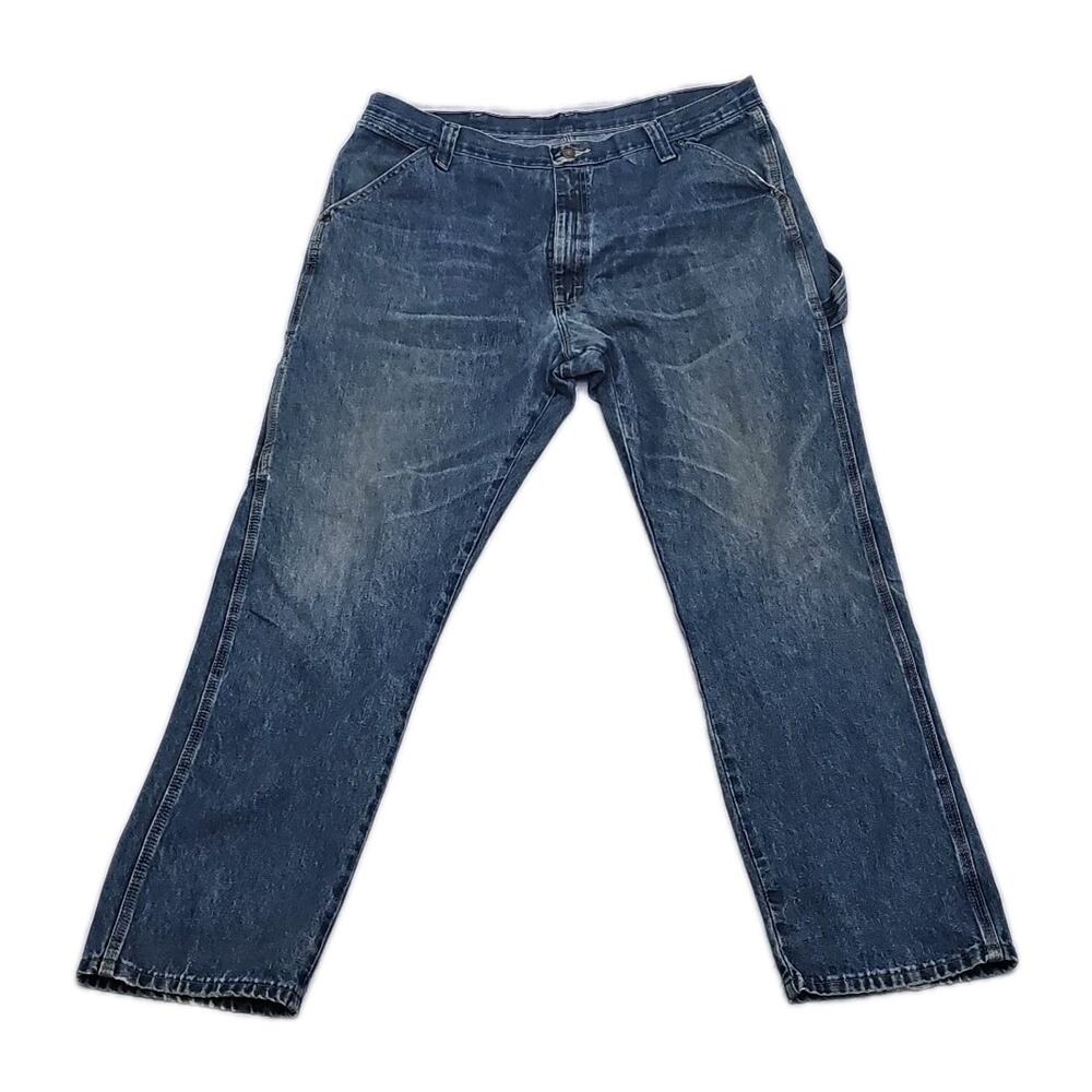 Wrangler Mens Hammer Loop Blue Straight Regular Fit Carpenter Jeans 40x32 Work